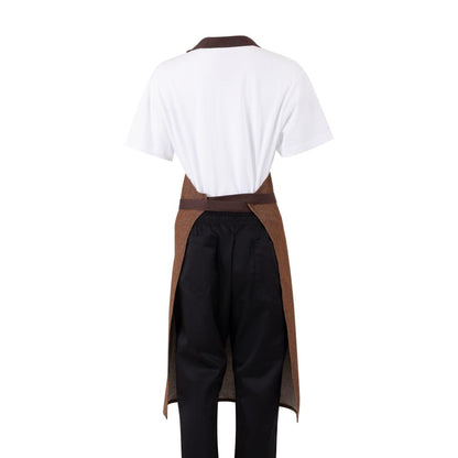 Southside Bib Apron Denim Tan with Brown Ties • PAS-BA119