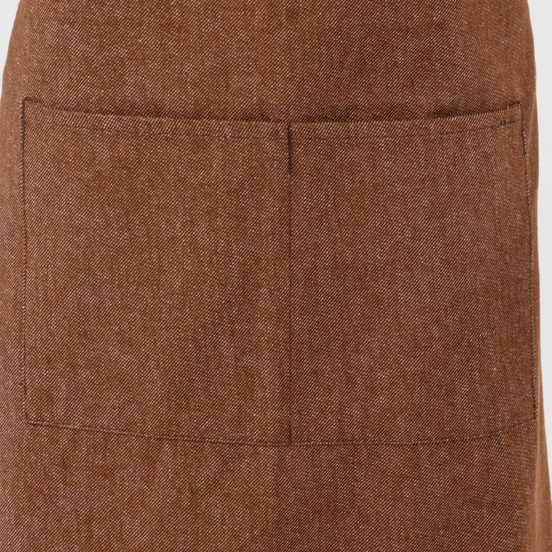 Southside Bib Apron Denim Tan with Brown Ties • PAS-BA119