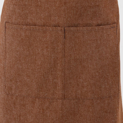 Southside Bib Apron Denim Tan with Brown Ties • PAS-BA119