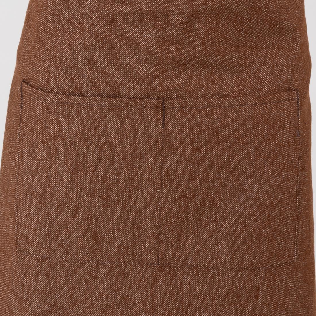 Southside X-Cross Back Bib Apron Denim Tan with Brown Ties • PAS-BA120