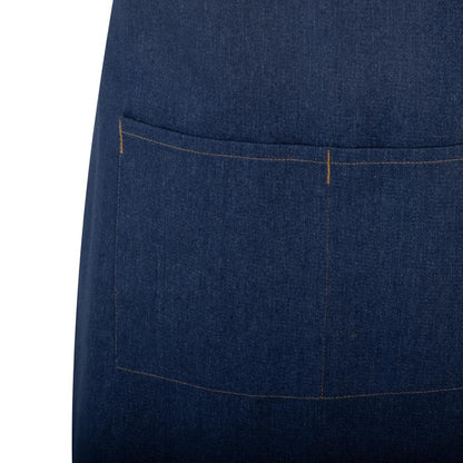 Southside Short Length Bib Apron Denim Blue with Tan Ties • PAS-BA158