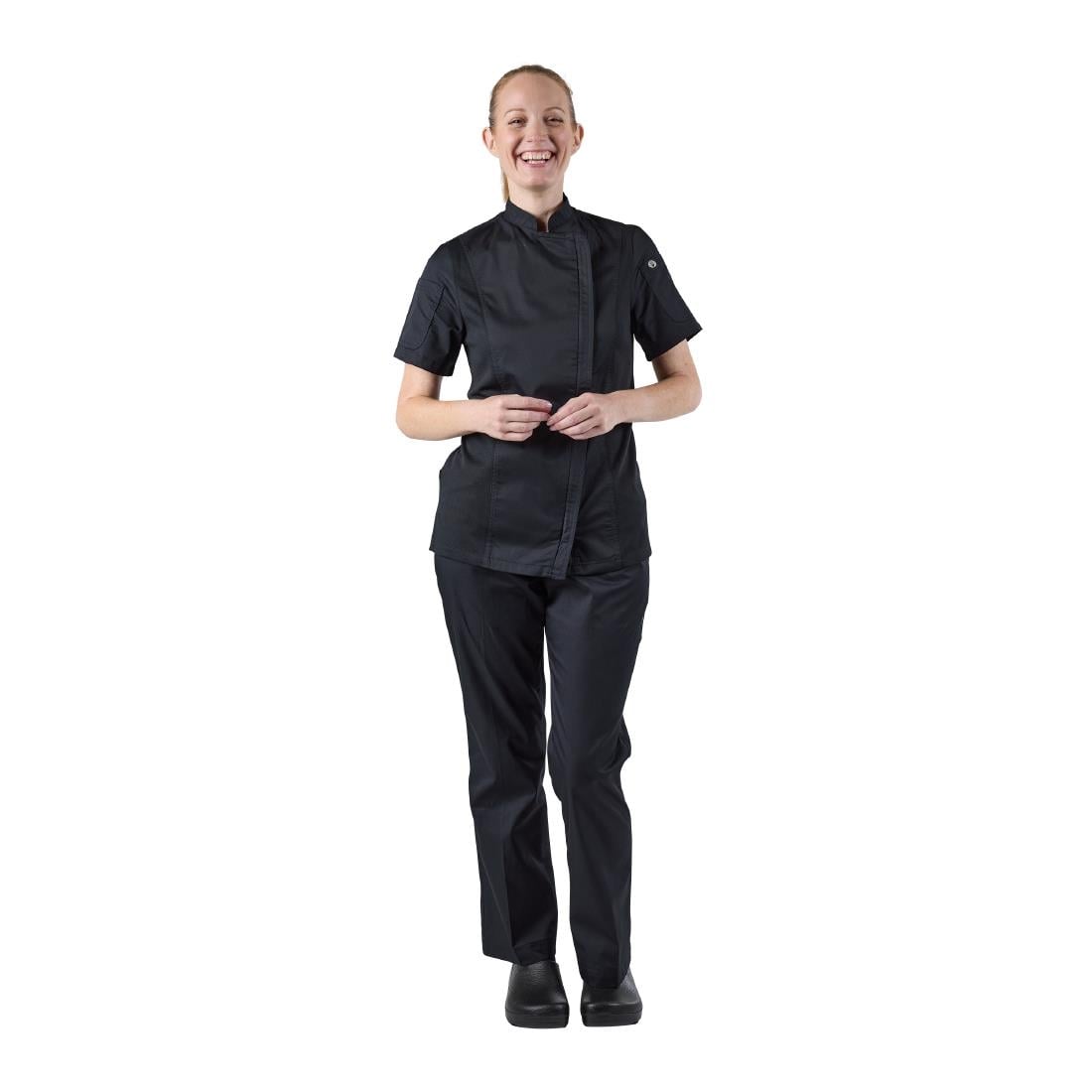 Chef Works Womens Springfield Zip Chef Jacket Black M • PAS-BB051-M