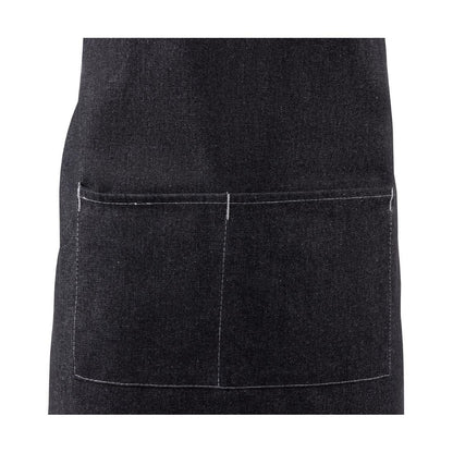 Southside X-Cross Back Bib Apron Denim Black with Grey Ties • PAS-BB057