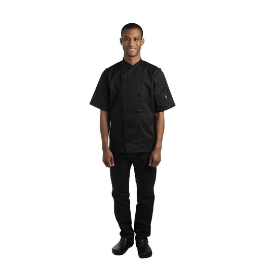 Le Chef Unisex Short Sleeve Chef Jackets Black • PAS-P_BB140