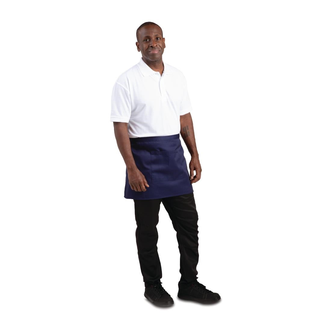 Whites Short Bistro Apron Navy Blue • PAS-BB179