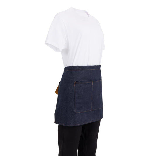Southside Waist Apron Denim Blue with Tan Ties • PAS-BB465