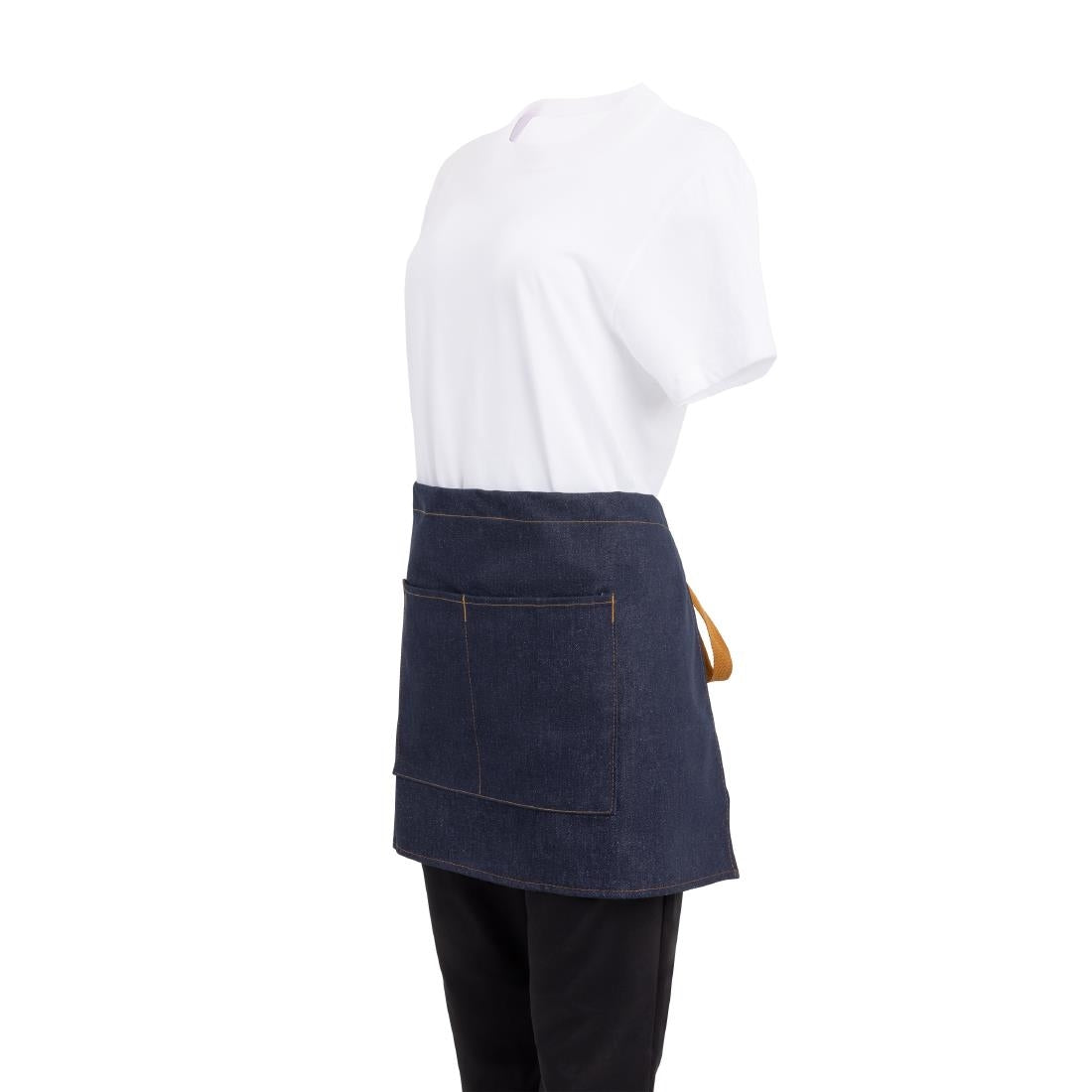 Southside Waist Apron Denim Blue with Tan Ties • PAS-BB465