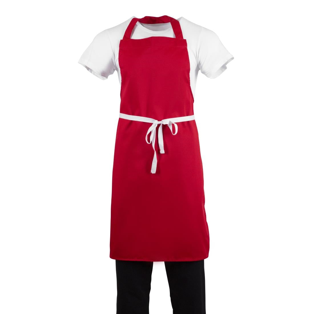 Whites Bib Apron Polycotton Red • PAS-BB466