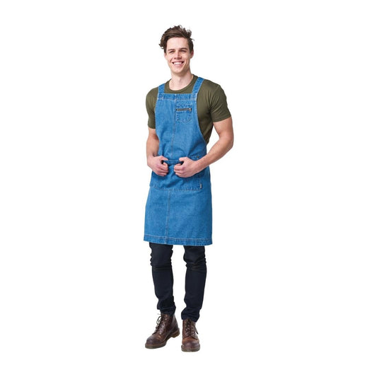 Urbanbar Hampton Bib Apron Vintage Blue Denim • PAS-BB630