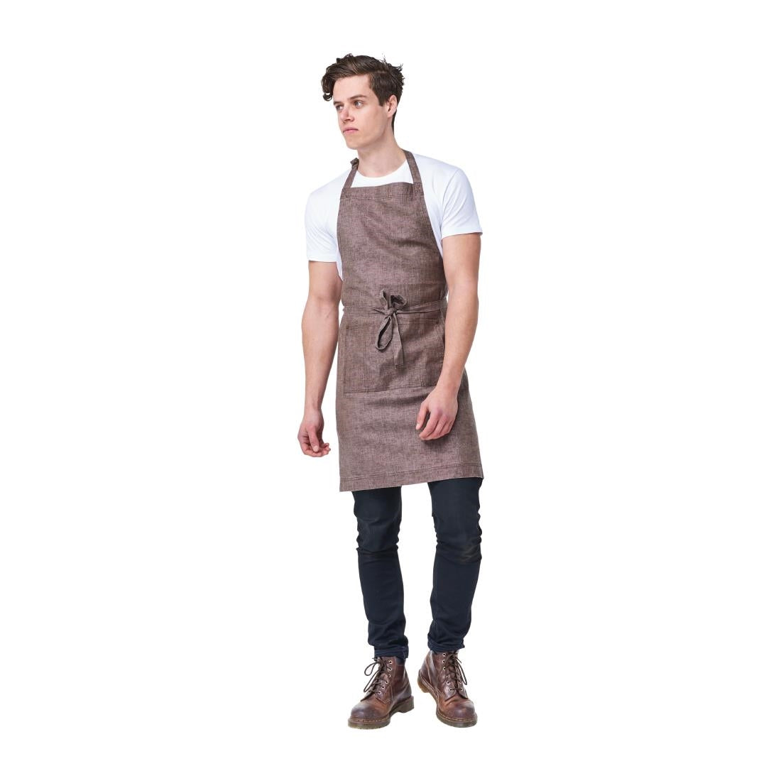 Urbanbar Clementine Linen Bib Apron Chocolate • PAS-BB636