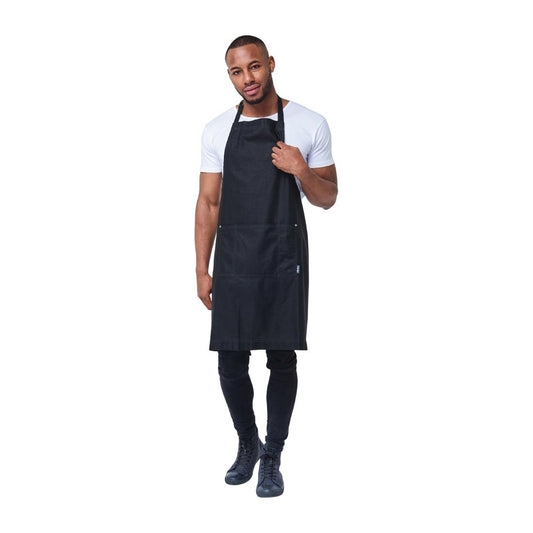 Urbanbar Clementine Linen Bib Apron Black • PAS-BB639