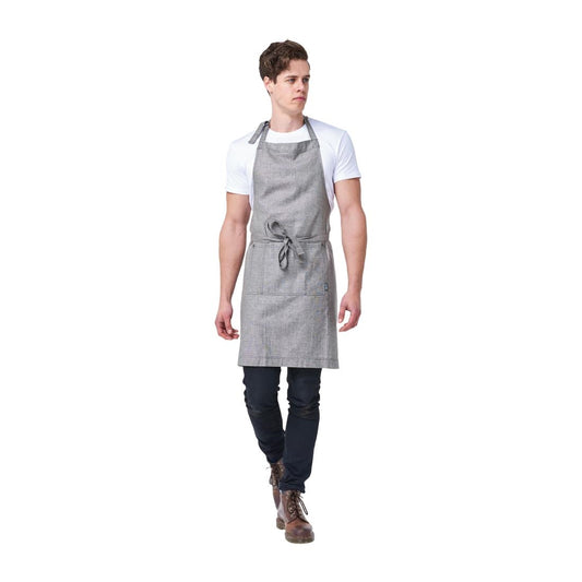 Urbanbar Clementine Linen Bib Apron Charcoal • PAS-BB640