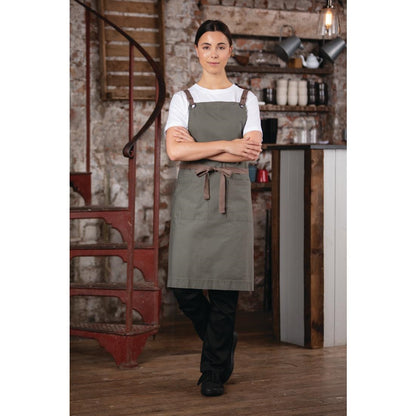 Southside Cotton Canvas Bib Apron Khaki • PAS-BB684