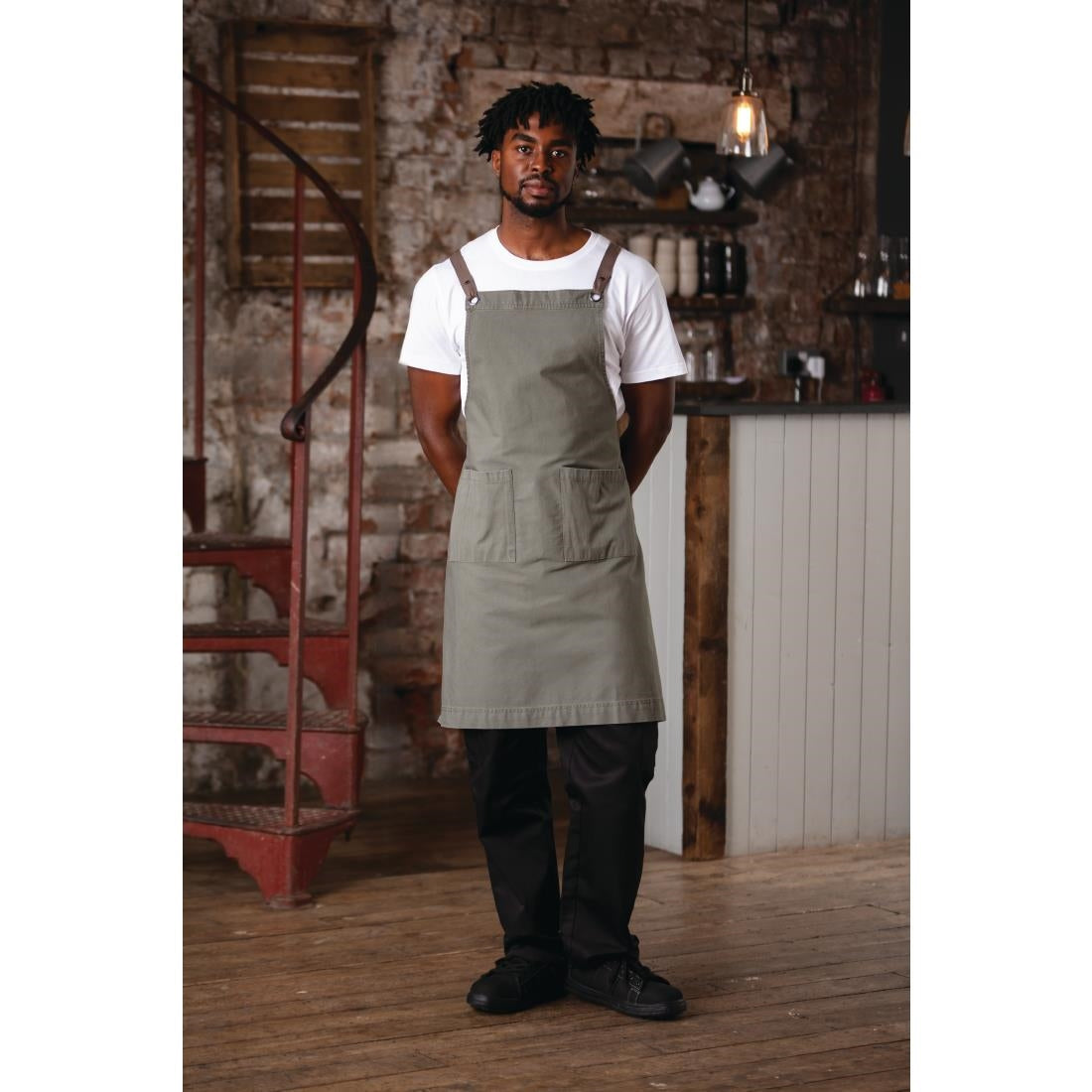 Southside Cotton Canvas Bib Apron Khaki • PAS-BB684