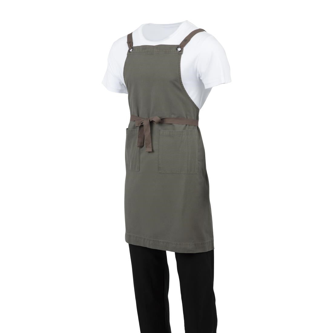 Southside Cotton Canvas Bib Apron Khaki • PAS-BB684