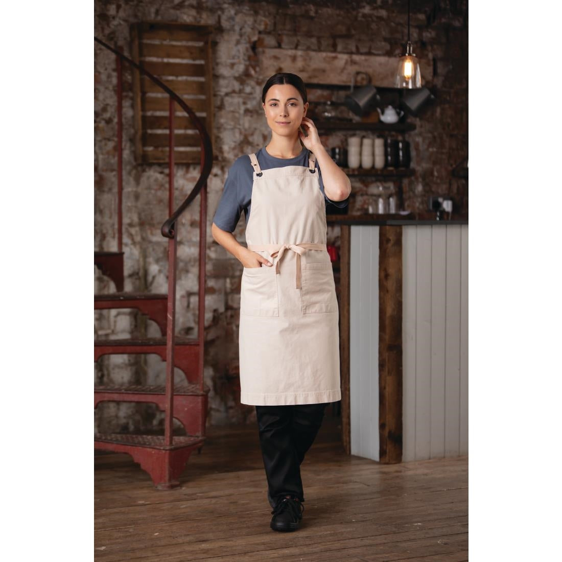 Southside Cotton Canvas Bib Apron Stone • PAS-BB685