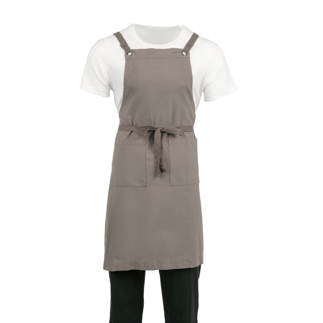 Southside Cotton Canvas Bib Apron Washed Grey • PAS-BB687