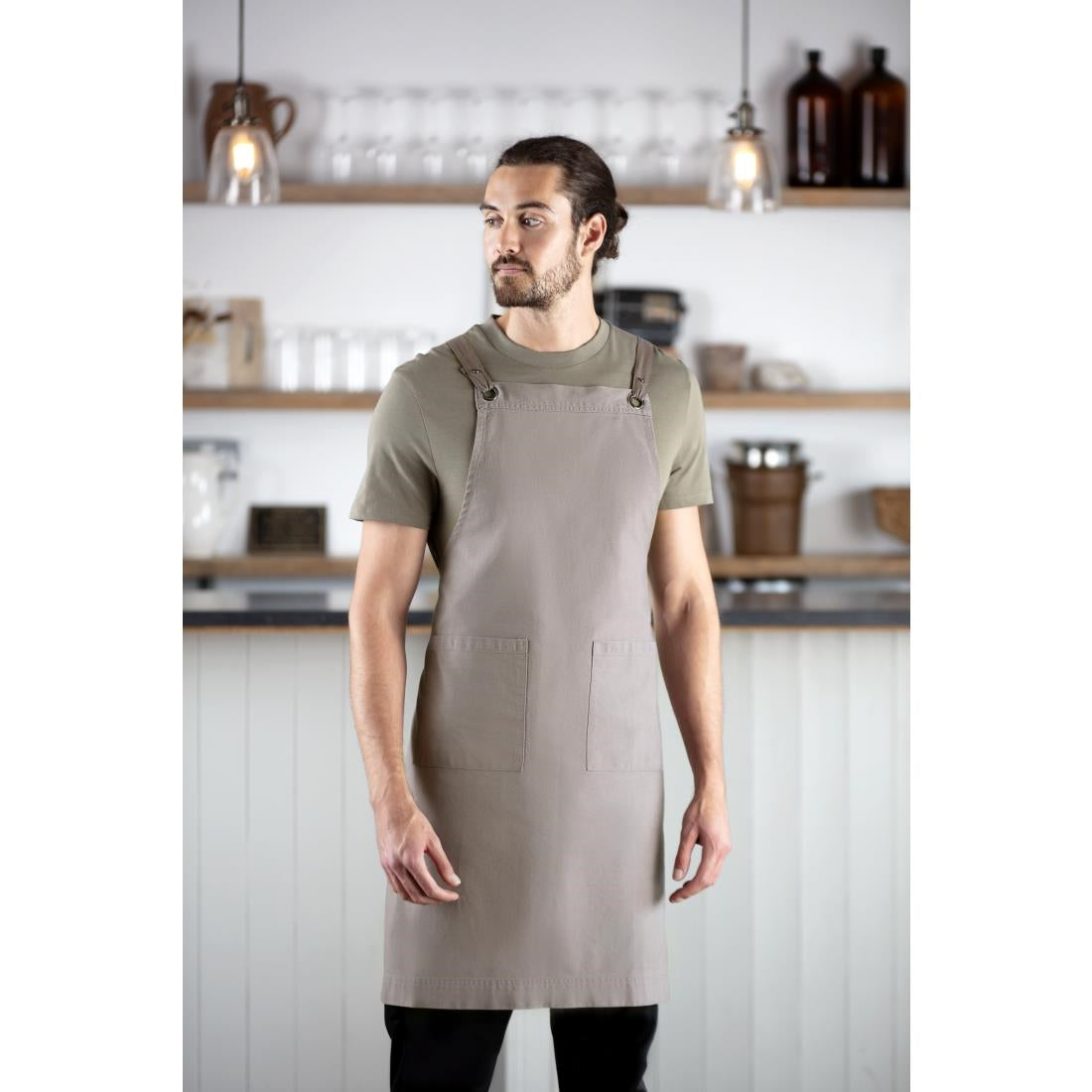 Southside Cotton Canvas Bib Apron Washed Grey • PAS-BB687