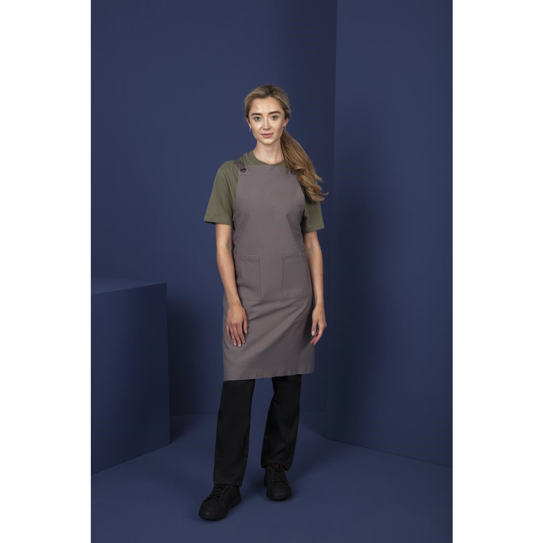 Southside Cotton Canvas Bib Apron Washed Grey • PAS-BB687