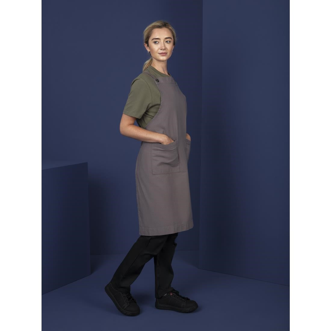 Southside Cotton Canvas Bib Apron Washed Grey • PAS-BB687