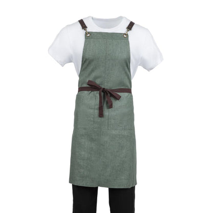 Southside Linen Blend Bib Apron Forest Green • PAS-BB690