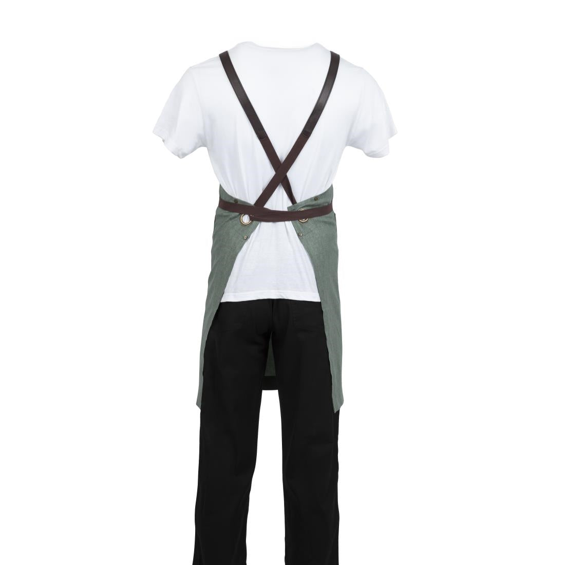 Southside Linen Blend Bib Apron Forest Green • PAS-BB690