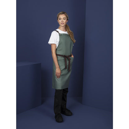 Southside Linen Blend Bib Apron Forest Green • PAS-BB690