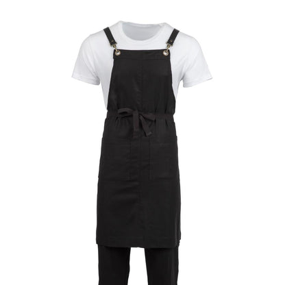 Southside Linen Blend Bib Apron Black • PAS-BB691