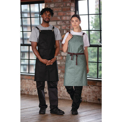 Southside Linen Blend Bib Apron Forest Green • PAS-BB690
