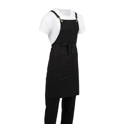 Southside Linen Blend Bib Apron Black • PAS-BB691