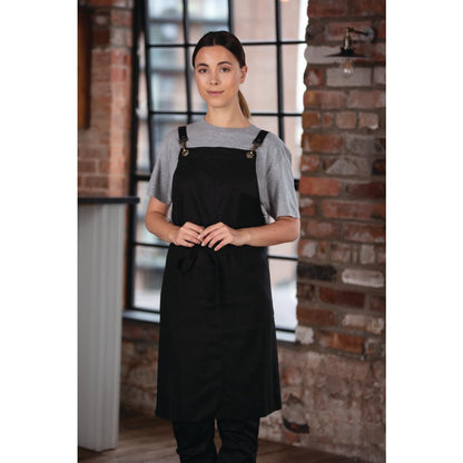 Southside Linen Blend Bib Apron Black • PAS-BB691