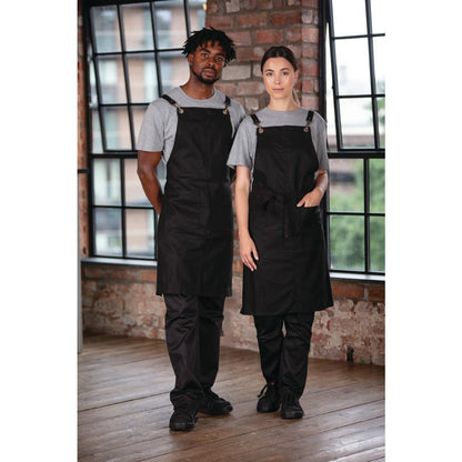 Southside Linen Blend Bib Apron Black • PAS-BB691