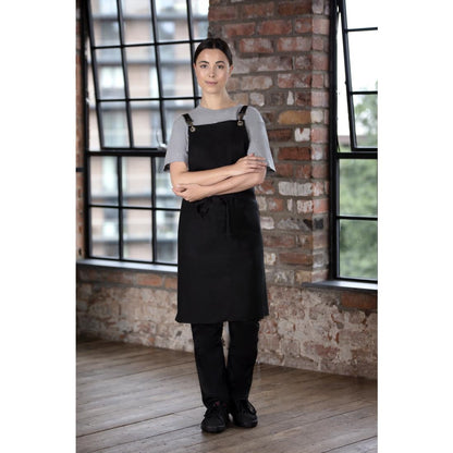 Southside Linen Blend Bib Apron Black • PAS-BB691