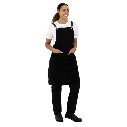 Southside Linen Blend Bib Apron Black • PAS-BB691