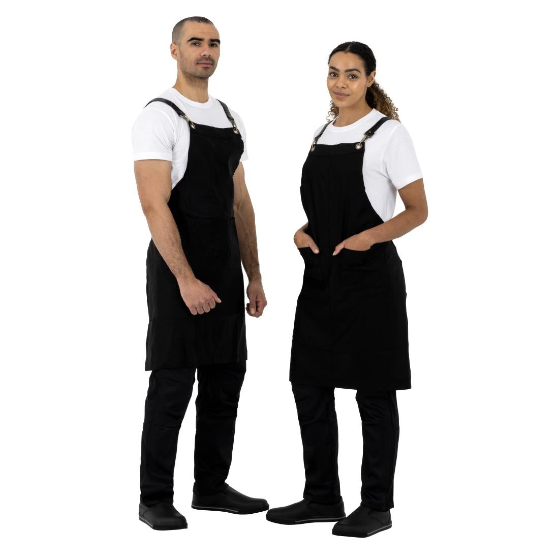 Southside Linen Blend Bib Apron Black • PAS-BB691