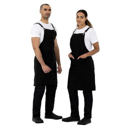 Southside Linen Blend Bib Apron Black • PAS-BB691