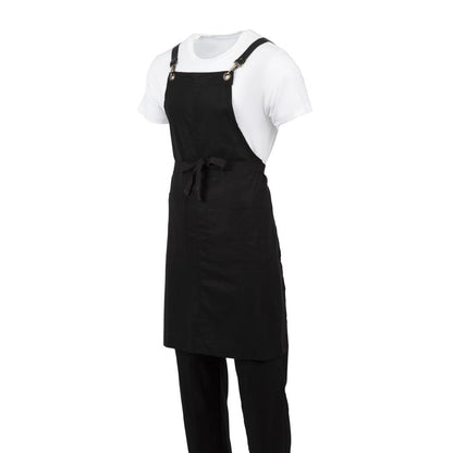 Southside Linen Blend Bib Apron Black • PAS-BB691