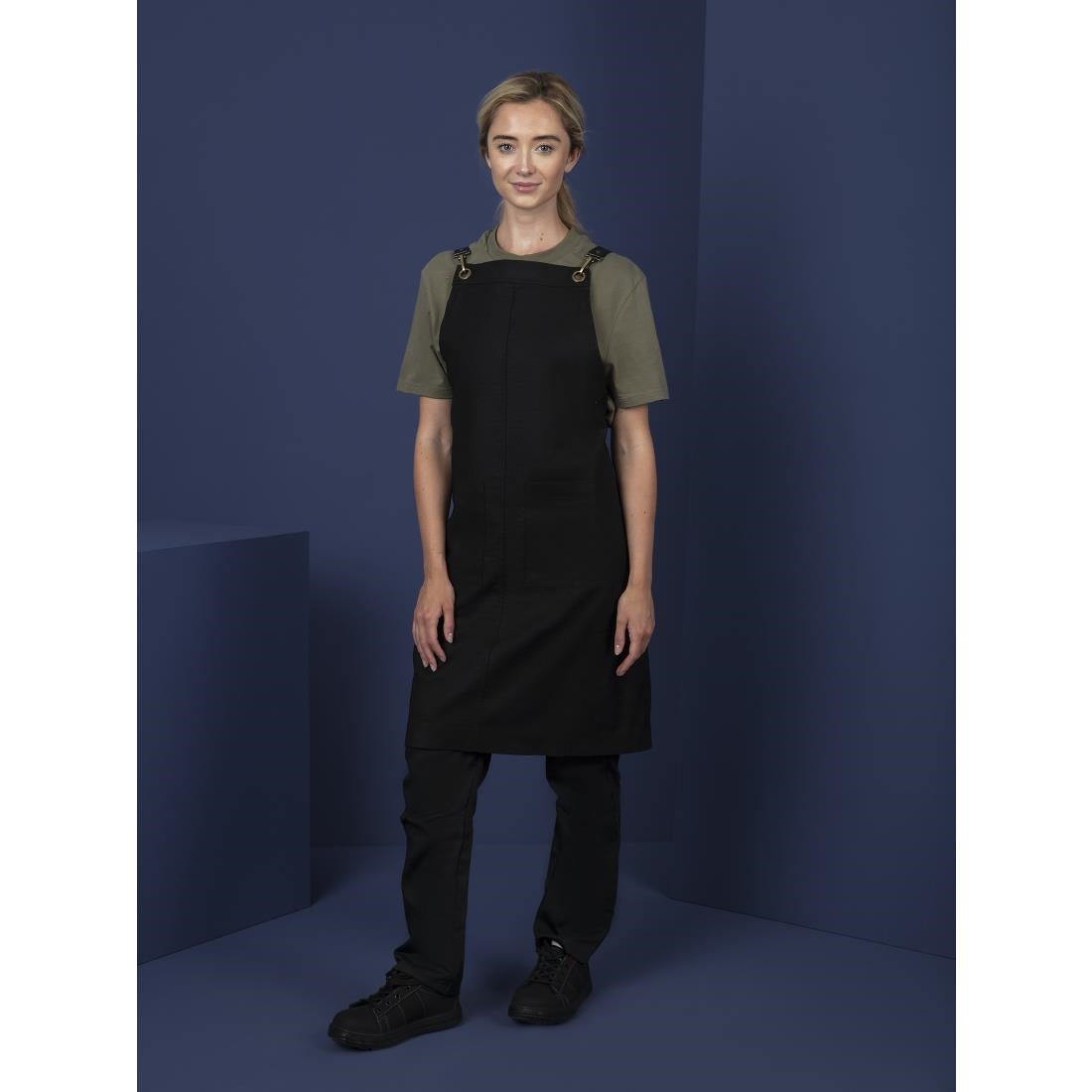 Southside Linen Blend Bib Apron Black • PAS-BB691