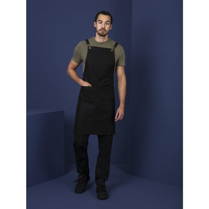 Southside Linen Blend Bib Apron Black • PAS-BB691