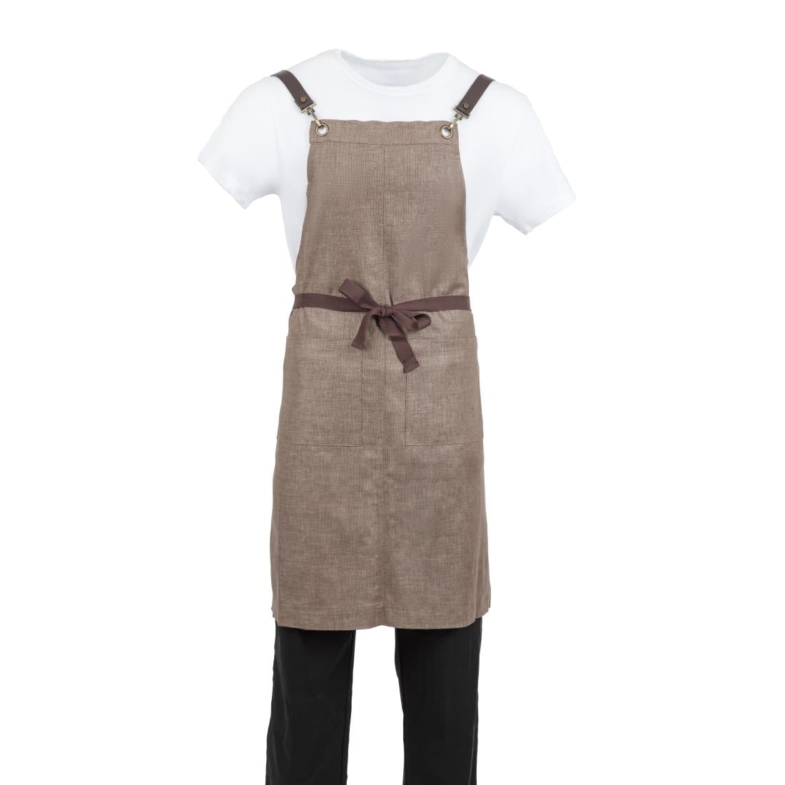 Southside Linen Blend Bib Apron Chocolate • PAS-BB692