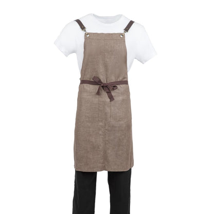 Southside Linen Blend Bib Apron Chocolate • PAS-BB692