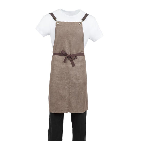 Southside Linen Blend Bib Apron Chocolate • PAS-BB692