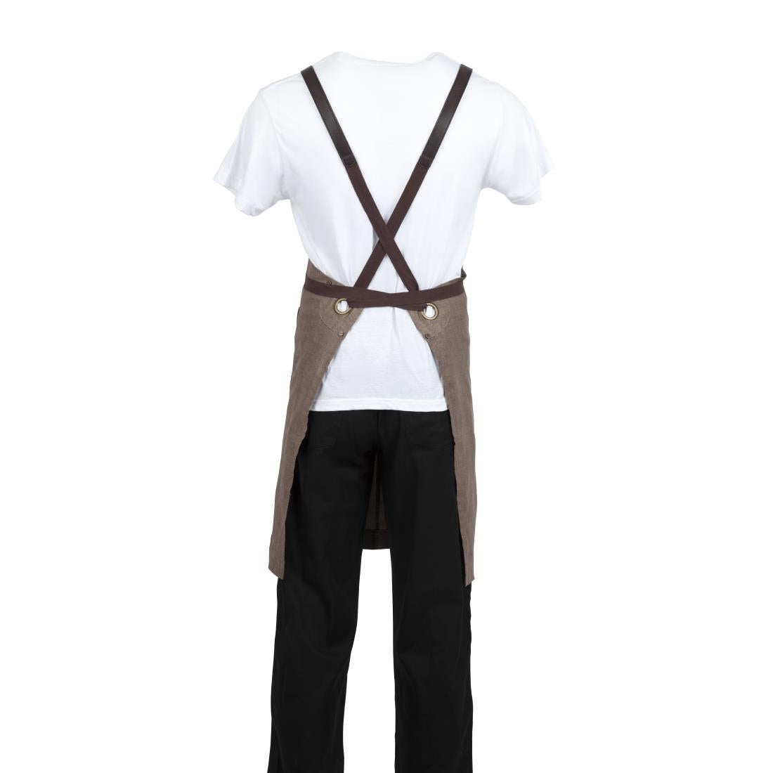 Southside Linen Blend Bib Apron Chocolate • PAS-BB692