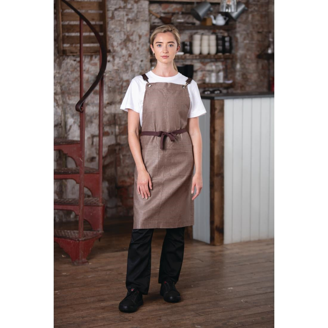 Southside Linen Blend Bib Apron Chocolate • PAS-BB692