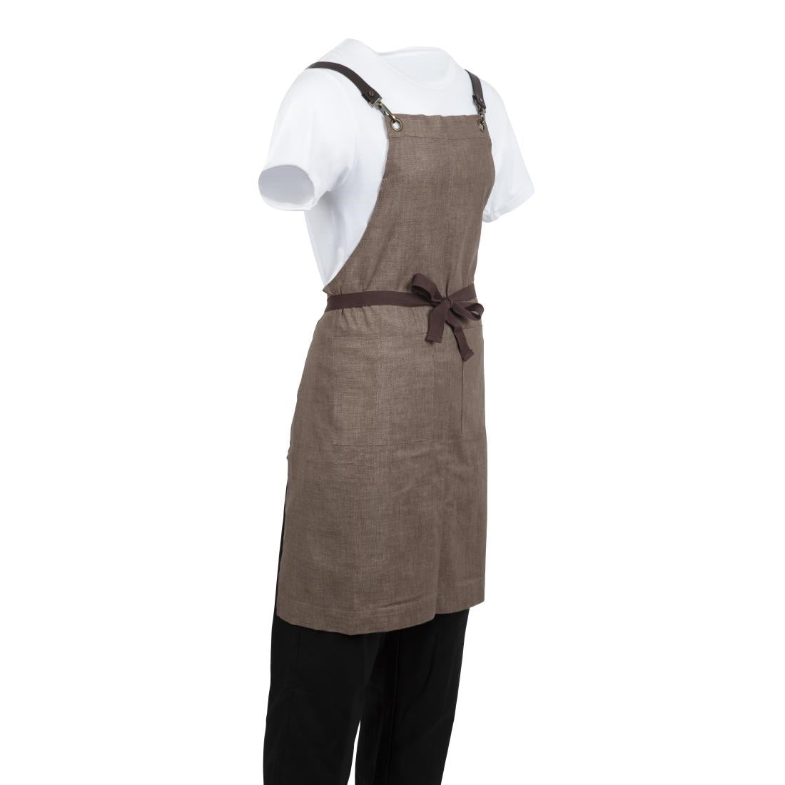Southside Linen Blend Bib Apron Chocolate • PAS-BB692