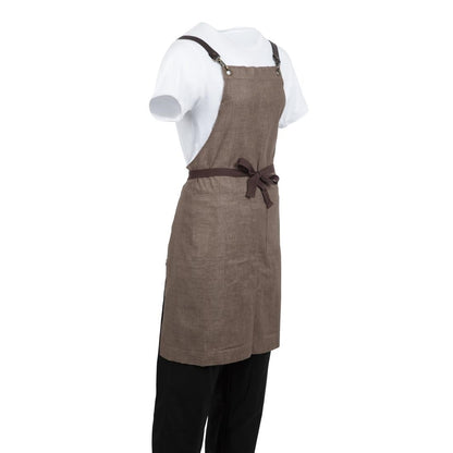 Southside Linen Blend Bib Apron Chocolate • PAS-BB692