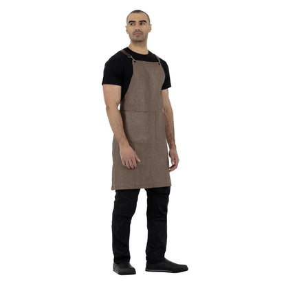 Southside Linen Blend Bib Apron Chocolate • PAS-BB692