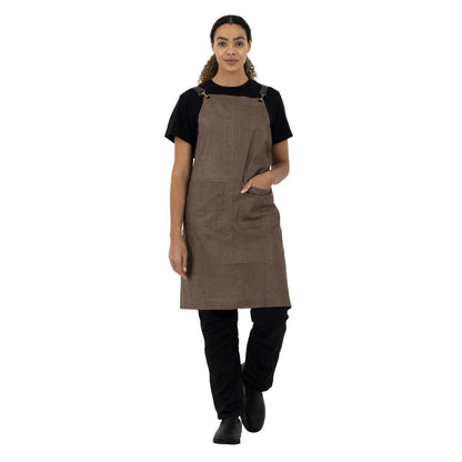 Southside Linen Blend Bib Apron Chocolate • PAS-BB692