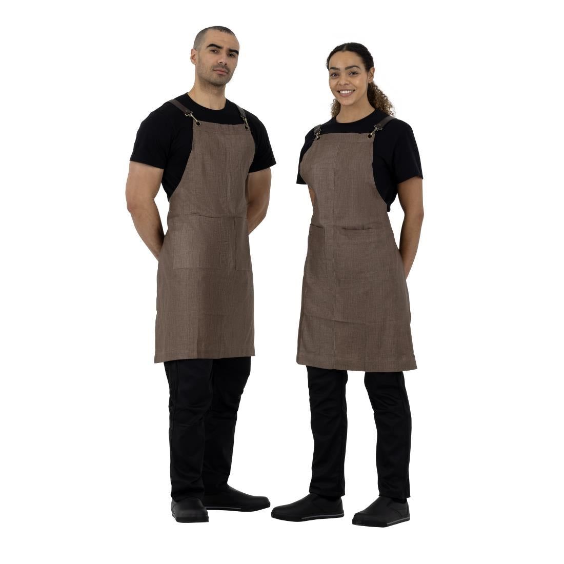 Southside Linen Blend Bib Apron Chocolate • PAS-BB692