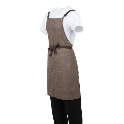 Southside Linen Blend Bib Apron Chocolate • PAS-BB692